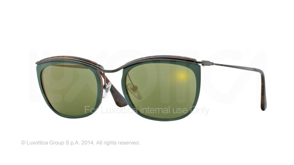 Persol PO3081S Sunglasses 1007O8-52 - Top Green/matte Havana Frame, Green Mirror Gold Lenses