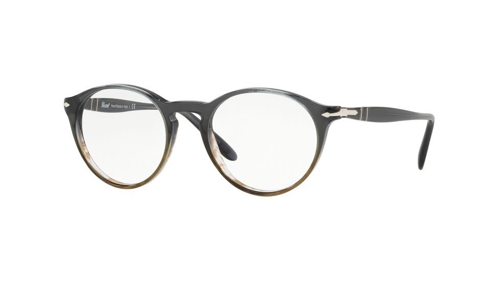 Persol PO3092V Progressive Prescription Eyeglasses 9053-50 - Grad Grey Striped Green Frame