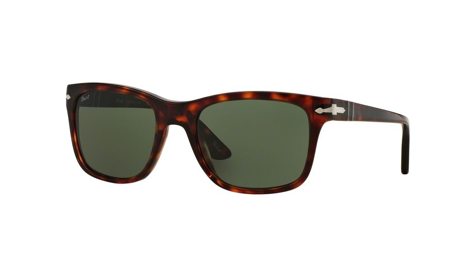 Persol PO3135S Sunglasses 24/31-52 - Havana Frame, Green Lenses