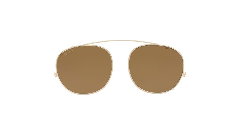 Persol PO7007C Clip-On Sunglasses 515/83-49 - Gold Frame, Dark Brown - Polar Lenses