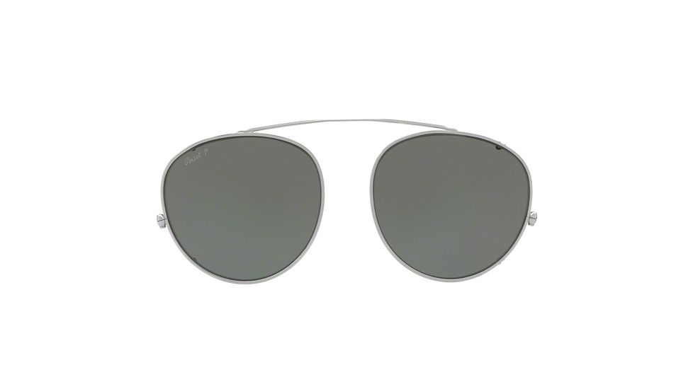 Persol PO7092C Clip-On Sunglasses 513/9A-50 - Gunmetal Frame, Crystal Green Polarized Lenses