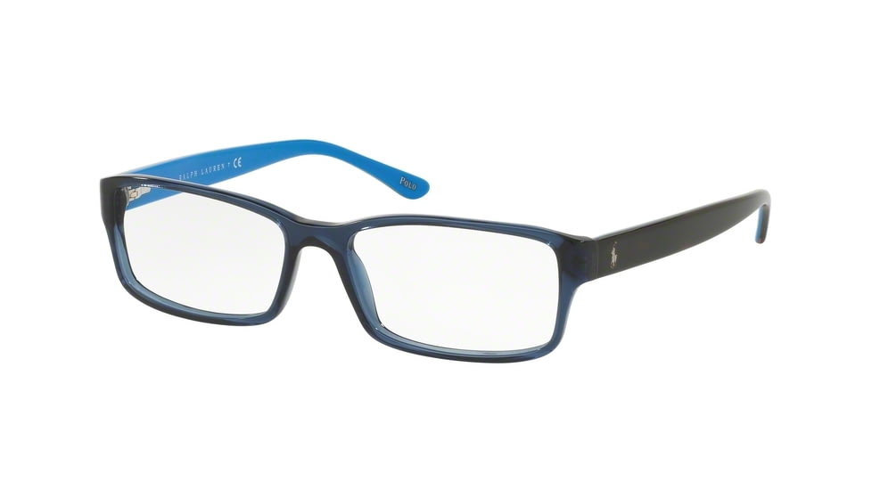 Polo Eyeglasses PH2065 with Rx Prescription Lenses 5563-54 - Shiny Trasparent Blue Frame