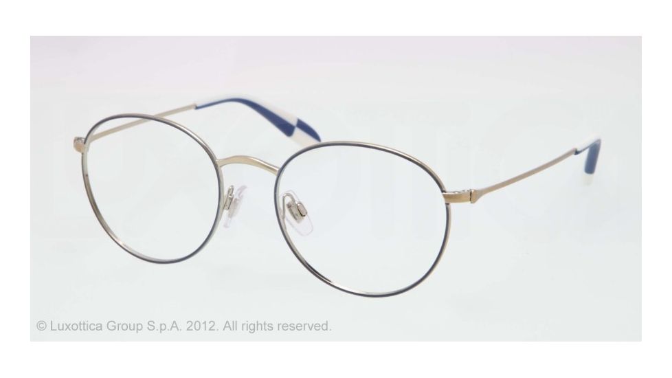 Polo PH1132 Progressive Prescription Eyeglasses 9116-51 - Brushed Pale Gold/blue Frame, Demo Lens Lenses