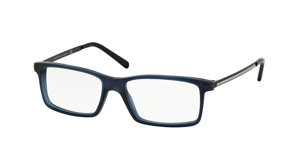 Polo PH2106 Progressive Prescription Eyeglasses 5276-54 - Matte Blue Transparent Frame, Demo Lens Lenses