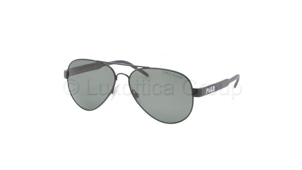 Polo PH3056 Sunglasses 90389A-6014 - Matte Black Polarized Green