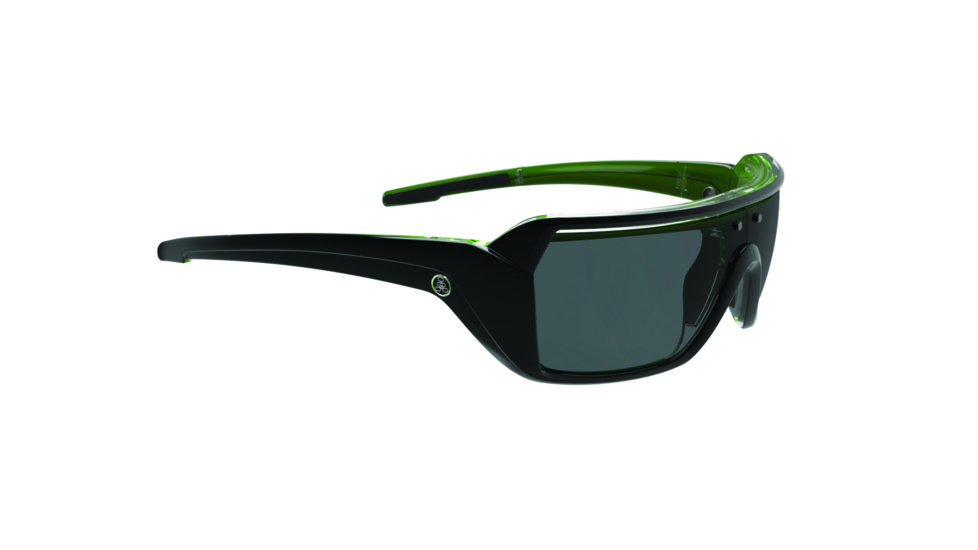 Popticals PopStorm Sunglasses, Black/Green Crystal Gloss Frame, Gray Lens, Polarized, 010060-GLGP