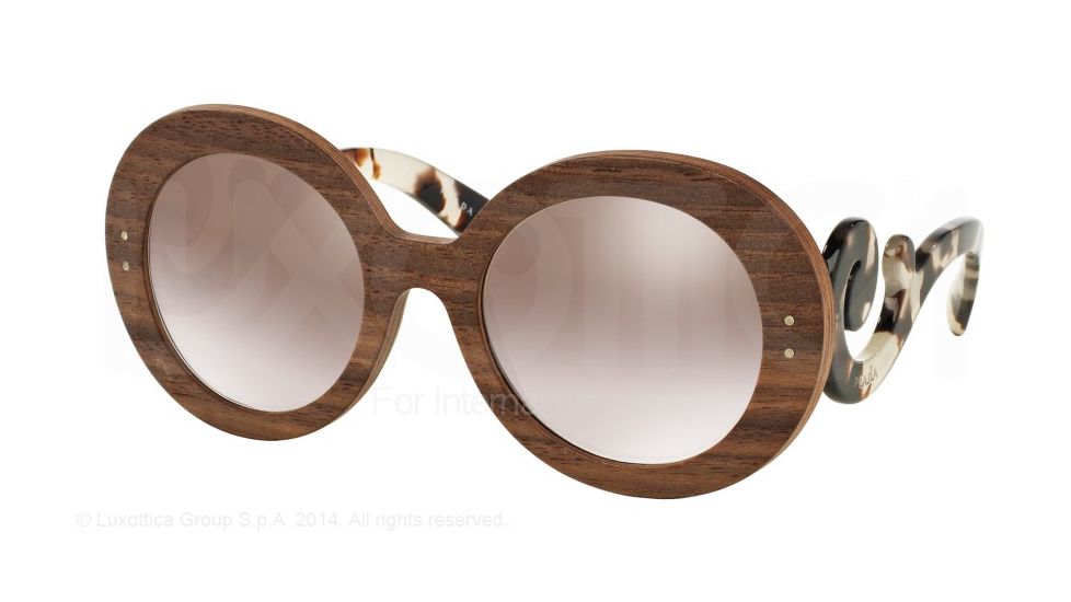 Prada BAROQUE PR27RS Sunglasses IAM4O0-55 - Nut Canaletto Frame, Gradient Brown Mirror Silver Lenses