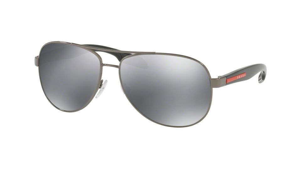 Prada BENBOW PS53PS Sunglasses 5AV5L0-62 - Gunmetal Frame, Light Grey Mirror Black Lenses