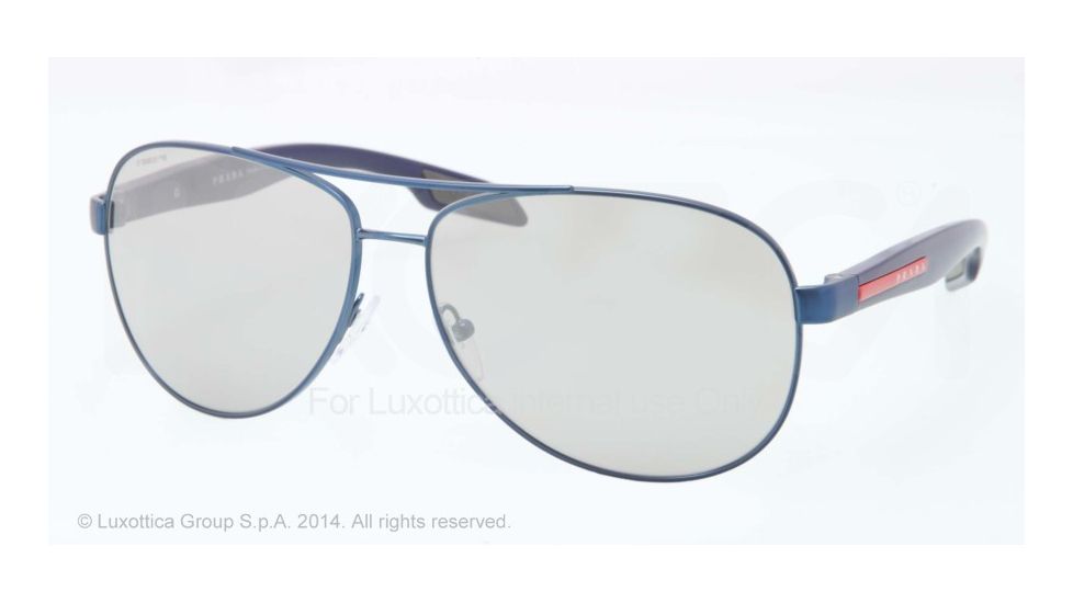 Prada BENBOW PS53PS Sunglasses ACC2B0-62 - Blue Demi Shiny Frame, Grey Mirror Silver Lenses