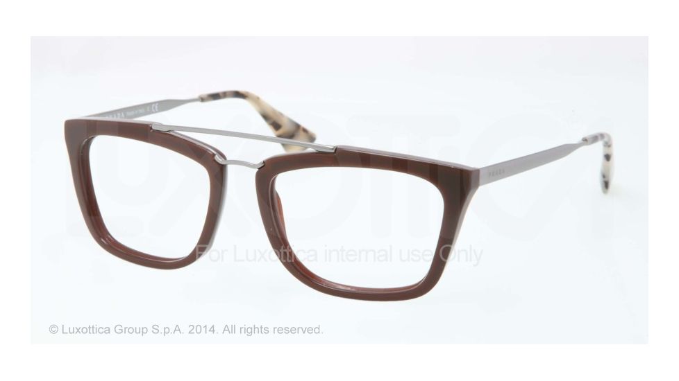 Prada CINEMA PR18QV Progressive Prescription Eyeglasses DHO1O1-51 - Dark Brown Frame
