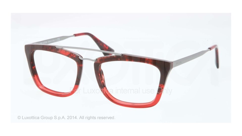 Prada CINEMA PR18QV Progressive Prescription Eyeglasses RO01O1-51 - Red Havana Grad Red Frame