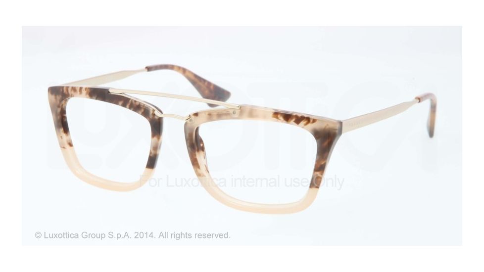 Prada CINEMA PR18QV Progressive Prescription Eyeglasses ROZ1O1-51 - Brown Havana Grad Brown Frame