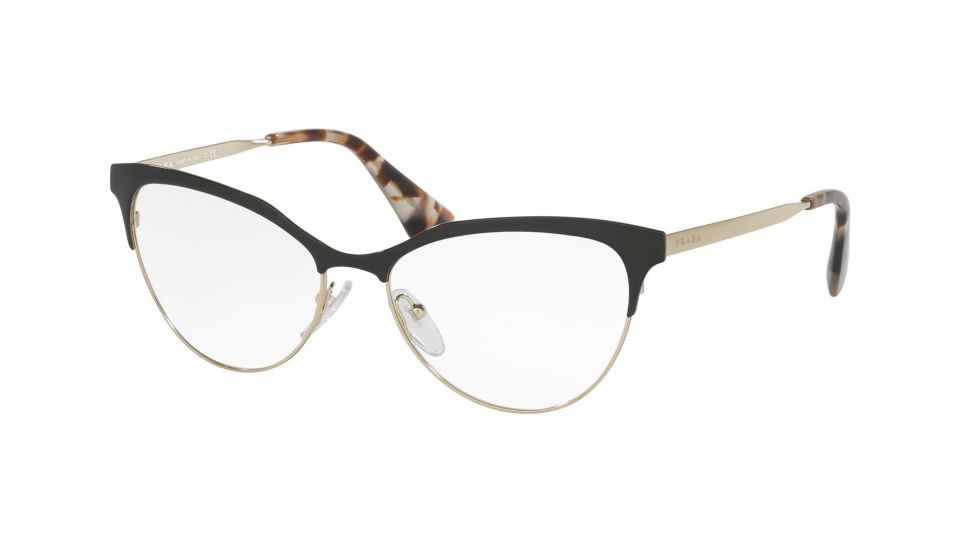 Prada CINEMA PR55SV Eyeglass Frames QE31O1-52 - Black/pale Gold Frame