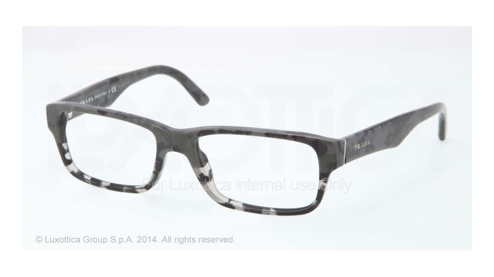Prada Eyeglass Frames PR16MV RON1O1-55 - Mimetic Black/mt Grey Transp Frame