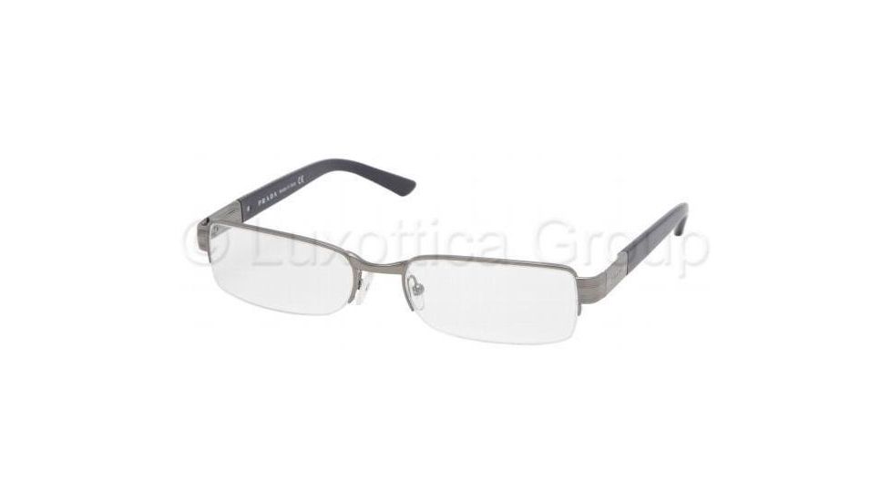 Prada Eyeglasses PR55LV with No-Line Progressive Rx Prescription Lenses 5AV1O1-5317 - Shiny Gun Metal 