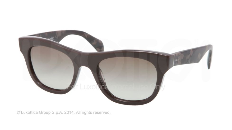Prada JOURNAL PR04QS Sunglasses DHO4M1-52 - Dark Brown Frame, Green Gradient Lenses