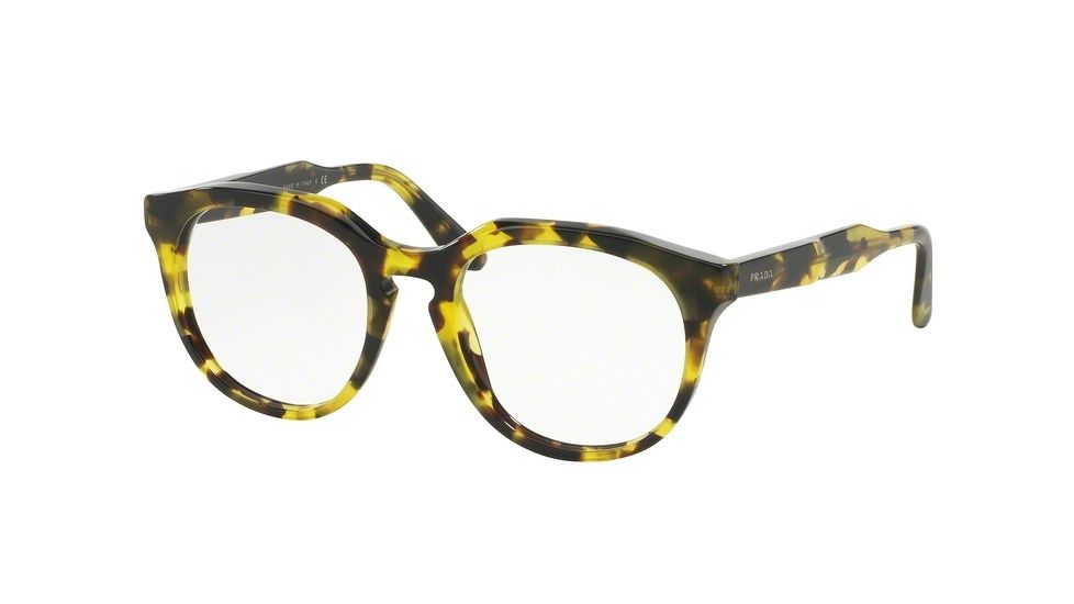 Prada JOURNAL PR13SV Progressive Prescription Eyeglasses UBN1O1-48 - Yellow Havana Frame