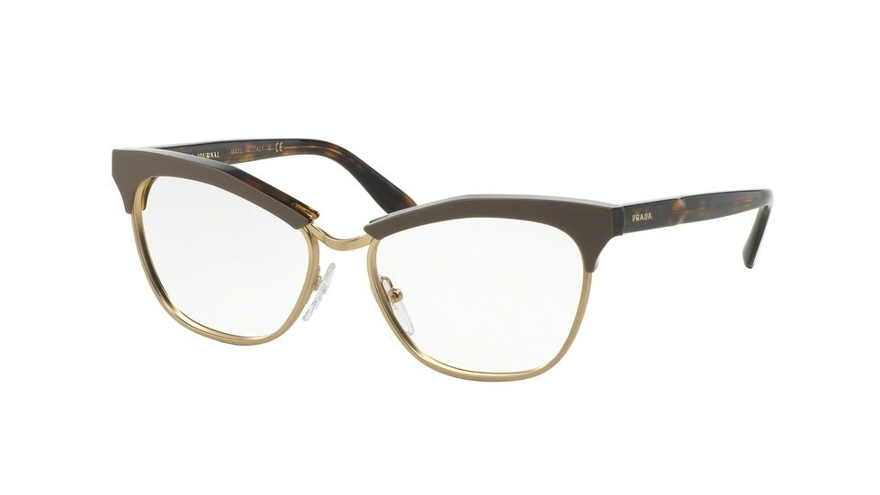 Prada JOURNAL PR14SV Single Vision Prescription Eyeglasses TFL1O1-53 - Top Grey/havana Frame