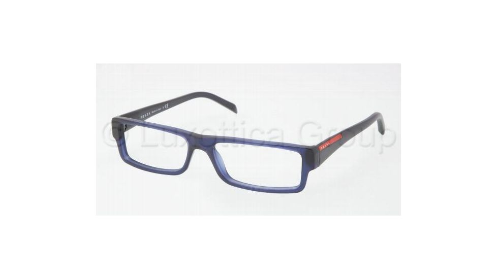 Prada Linea Rosa Eyeglasses PS01AV with No-Line Progressive Rx Prescription Lenses IAW1O1-5115 - Matte Blue Frame