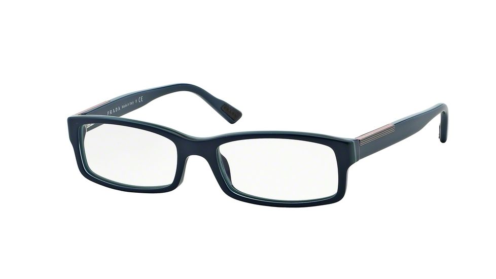 Prada Linea Rosa Eyeglasses PS10AV with No-Line Progressive Rx Prescription Lenses TIO1O1-52 - Top Blu/azure/violet Frame