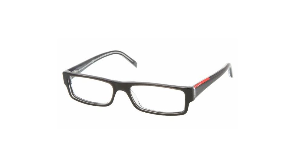 Prada Linea Rosa PS01AV Progressive Eyeglasses - Black/Transparent Gray Frame / 51 mm Prescription Lenses, ZXX1O1-5115