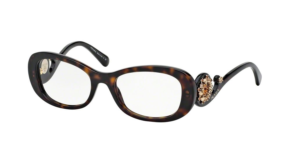 Prada ORNATE PR10QV Bifocal Prescription Eyeglasses 2AU1O1-52 - Havana Frame