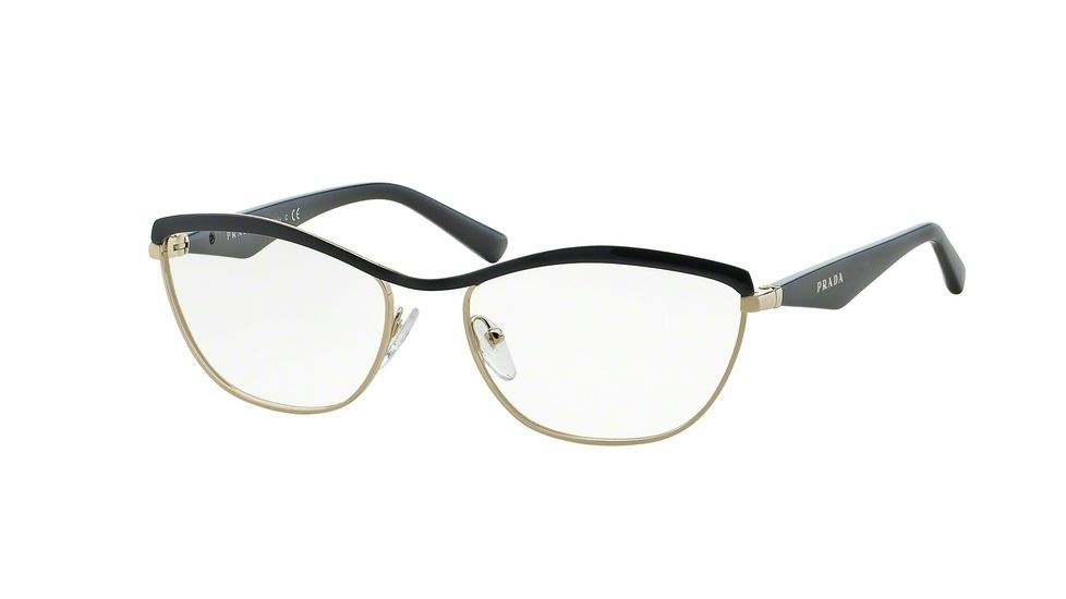 Prada POTRAIT PR55RV Bifocal Prescription Eyeglasses QE31O1-53 - Black/pale Gold Frame