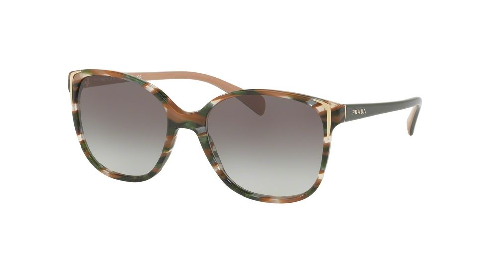 Prada PR01OS Sunglasses CXY0A7-55 - Havana/green Brown Ear Frame, Grey Gradient Lenses
