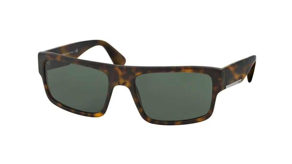 Prada PR04RS Sunglasses HAQ3O1-58 - Matte Havana Frame, Dark Green Lenses