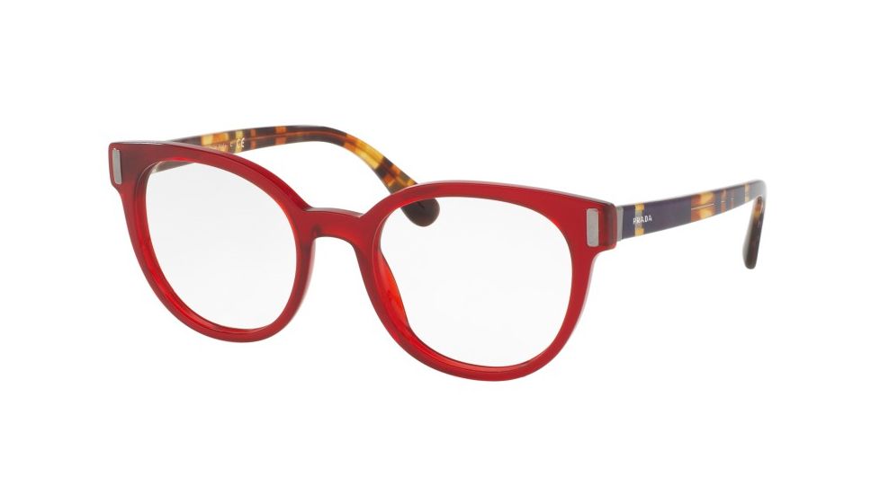 Prada PR06TV Eyeglass Frames ACB1O1-50 - Transparent / Red Frame