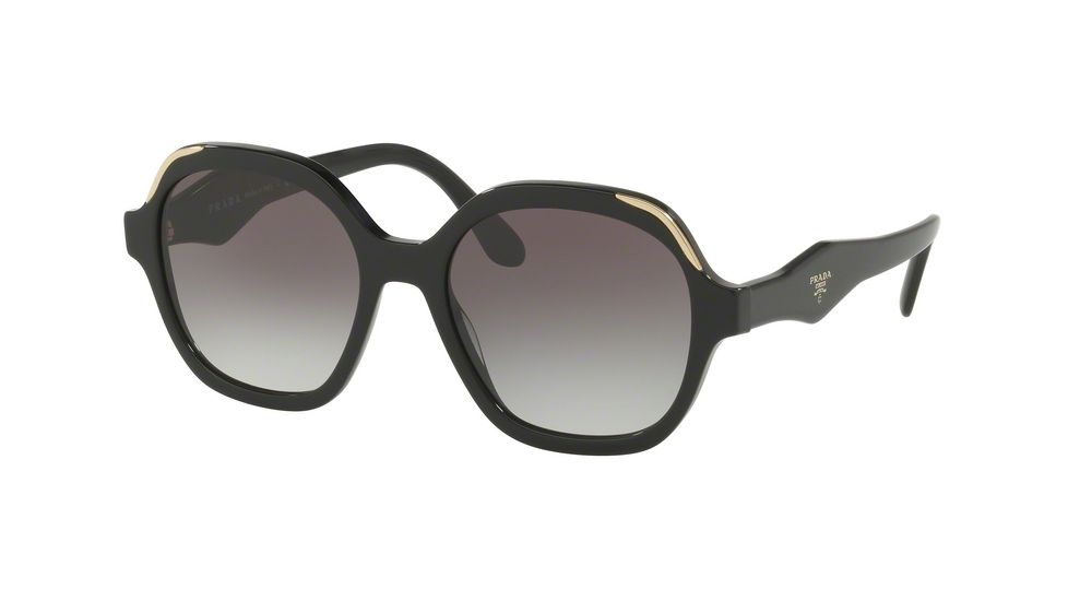 Prada PR06USF Single Vision Prescription Sunglasses, 54mm, Black, PR06USF-1AB0A7-54-SV