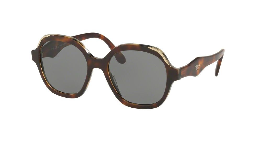Prada PR06USF Single Vision Prescription Sunglasses, 54mm, Havana/white Havana, PR06USF-TH89K1-54-SV