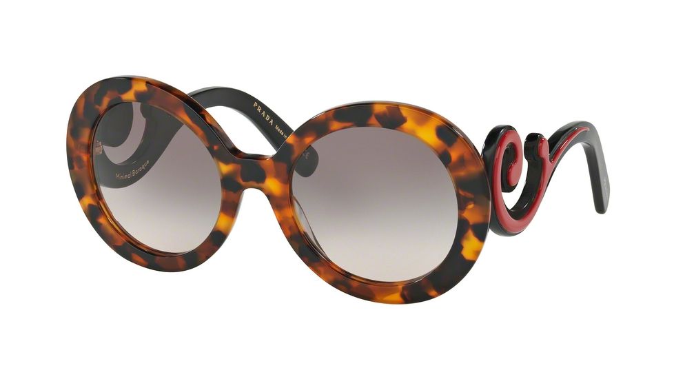 Prada PR08TSF Sunglasses VAH4K0-55 - Spotted Havana Frame, Pink Gradient Grey Lenses