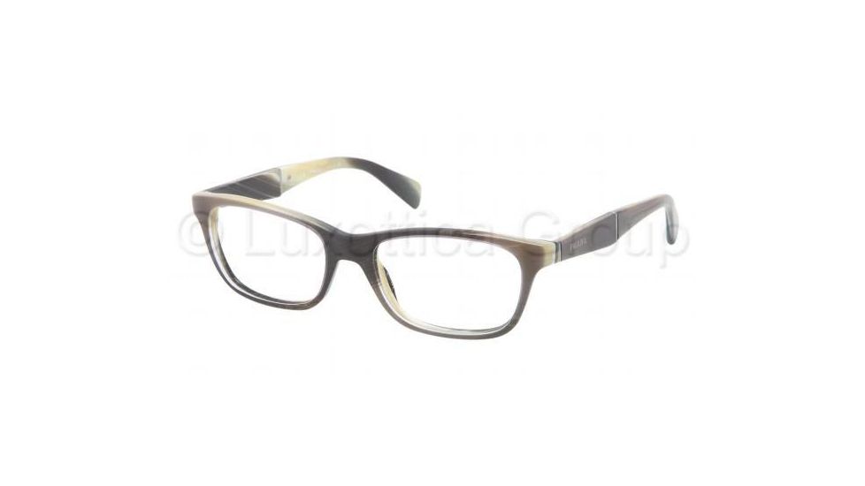Prada PR14PV Progressive Prescription Eyeglasses EAQ1O1-5317 - Striped Grey Horn Frame, Demo Lens Lenses