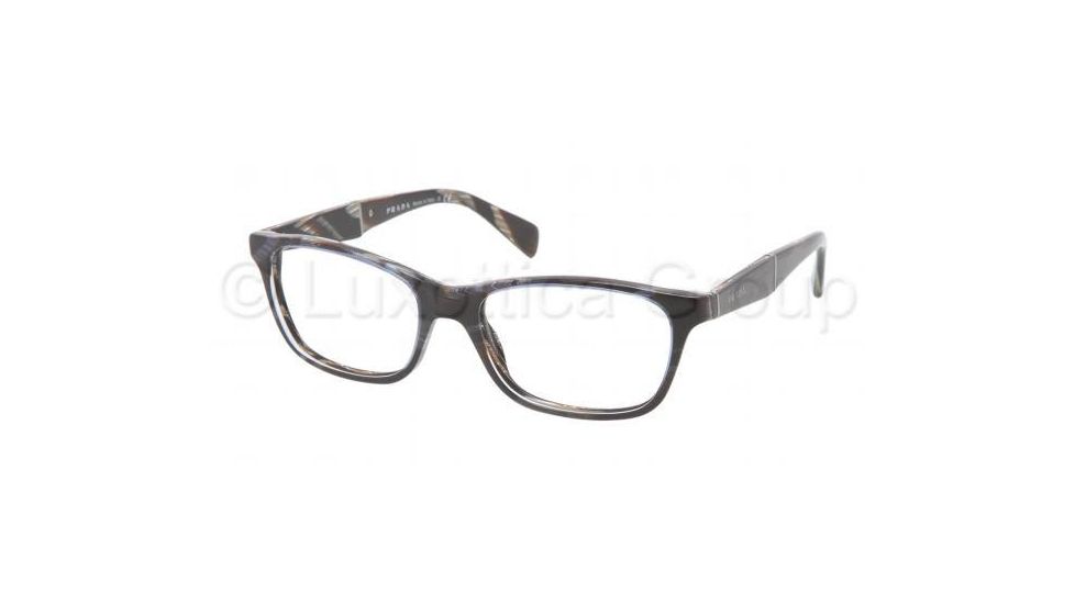 Prada PR14PV Progressive Prescription Eyeglasses EAR1O1-5317 - Striped Blue Horn Frame, Demo Lens Lenses