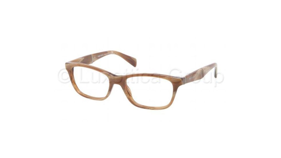 Prada PR14PV Progressive Prescription Eyeglasses MAQ1O1-5517 - Light Horn Frame