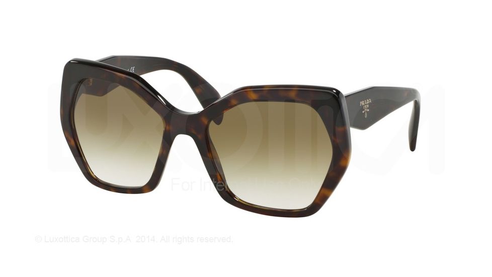 Prada PR16RS Sunglasses 2AU4M0-56 - Havana Frame, Brown/Green Gradient Lenses