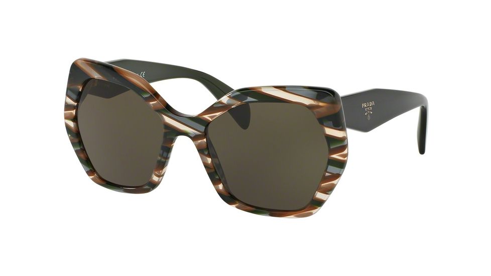 Prada PR16RS Sunglasses VAO4J1-56 - Sheaves Grey Brown Frame, Dark Green Lenses