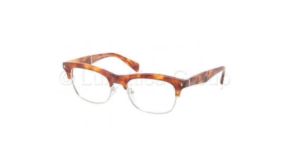 Prada PR22OV Single Vision Prescription Eyeglasses 4BW1O1-5219 - Light Havana Frame