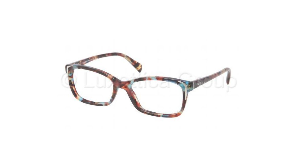 Prada PR23OV Bifocal Prescription Eyeglasses NAG1O1-5417 - Havana Spotted Blue Frame, Demo Lens Lenses