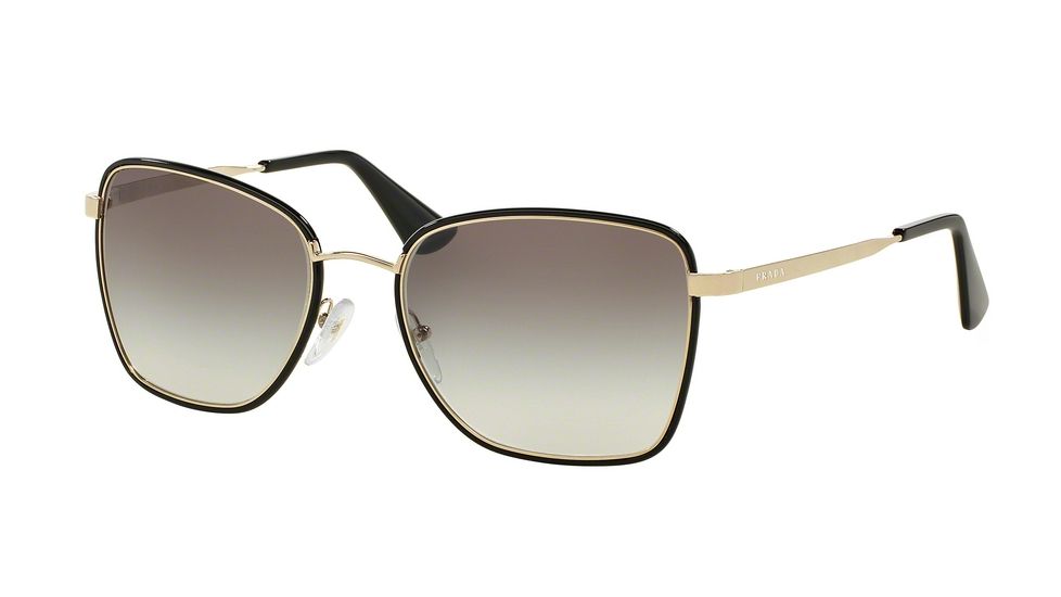 Prada PR52SS Single Vision Prescription Sunglasses PR52SS-1AB0A7-58 - Lens Diameter 58 mm, Frame Color Black/pale Gold