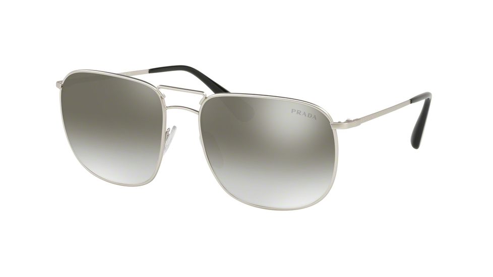 Prada PR52TS Sunglasses 1AP4S1-60 - Matte Silver Frame, Gradient Grey Mirror Silver Lenses