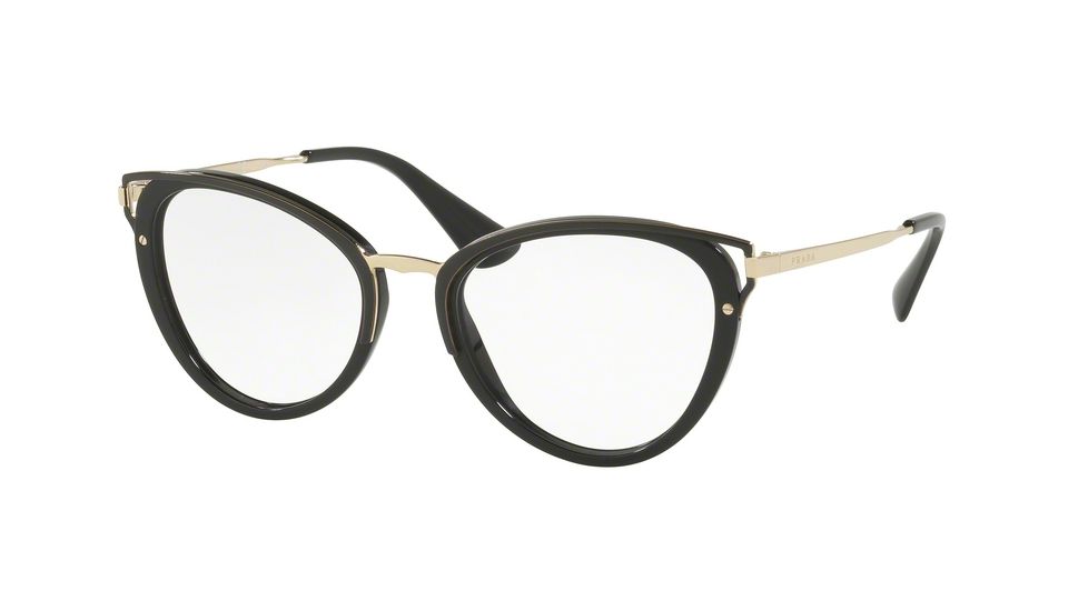 Prada PR53UVF Single Vision Prescription Eyeglasses 1AB1O1-52 - Black Frame