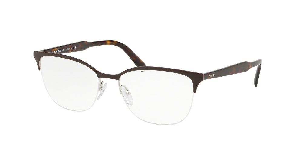 Prada PR53VV Progressive Prescription Eyeglasses, 53mm, Top Brown/Silver, PR53VV-DHO1O1-53-PRO