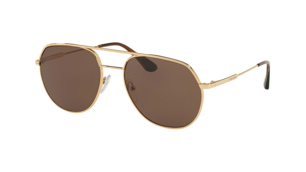 Prada PR55US Sunglasses 5AK8C1-57 - Gold Frame, Brown Lenses