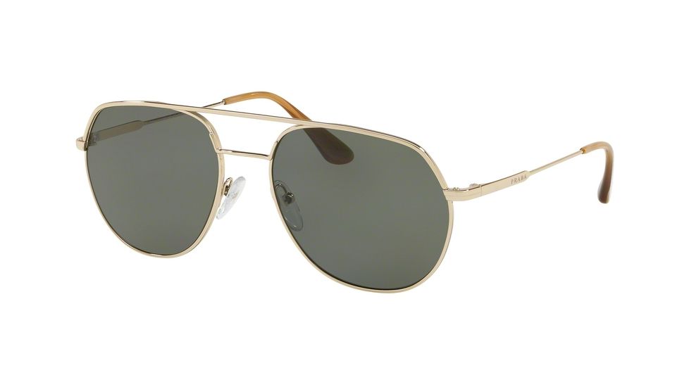 Prada PR55US Sunglasses ZVN198-57 - Pale Gold Frame, Polar Green Lenses