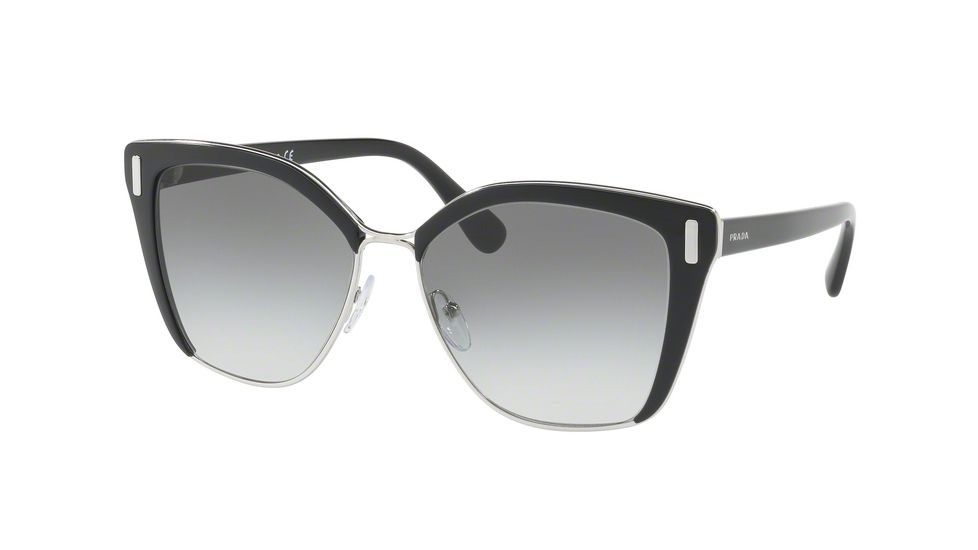 Prada PR56TS Sunglasses 1AB0A7-57 - Black/Silver Frame, Grey Gradient Lenses