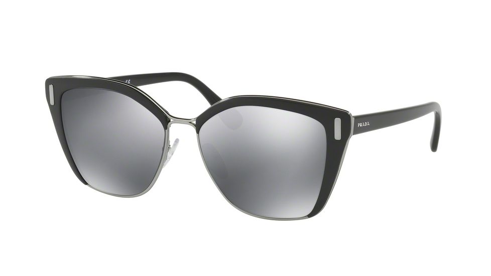 Prada PR56TS Sunglasses 1AB5L0-57 - Black Gunmetal Frame, Grey Mirror Black Lenses