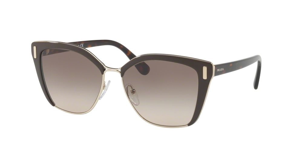 Prada PR56TS Sunglasses DHO3D0-57 - Brown/Pale Gold Frame, Brown Gradient Lenses
