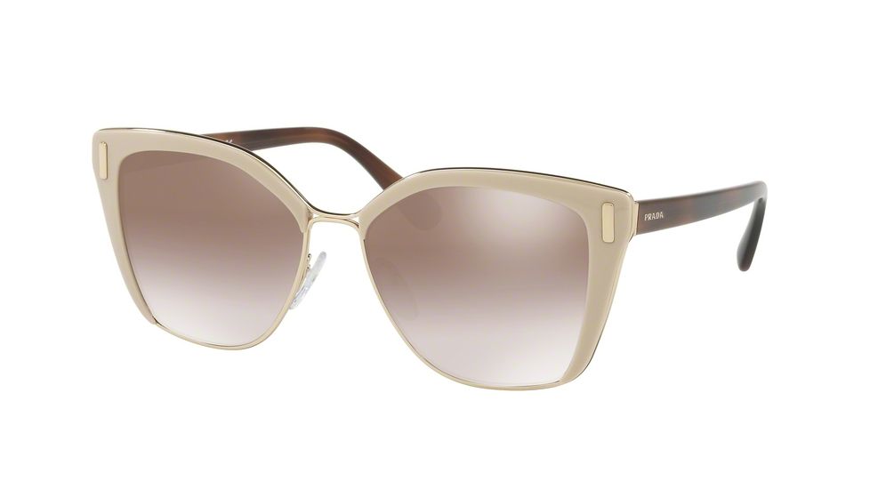 Prada PR56TS Sunglasses VHR4O0-57 - Light Brown/pale Gold Frame, Gradient Brown Mirror Silver Lenses